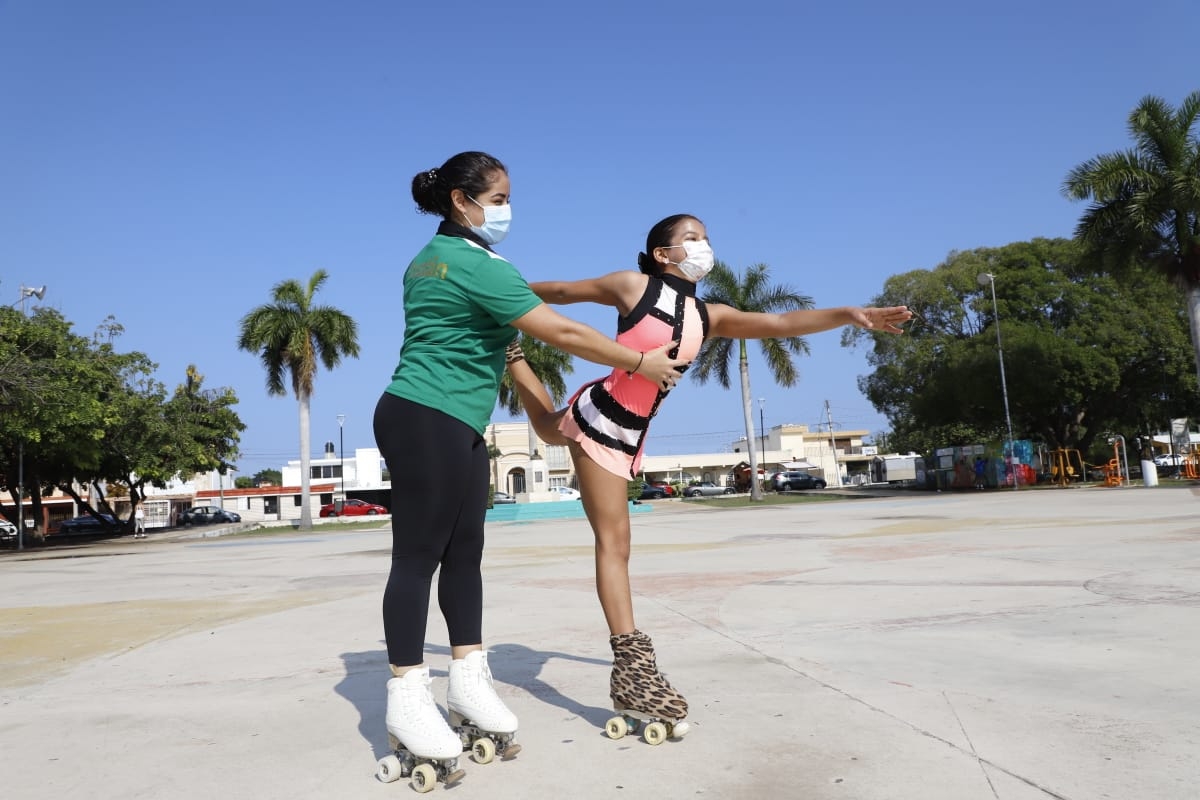 Patinaje artístico encuentra refugio en parques de Mérida