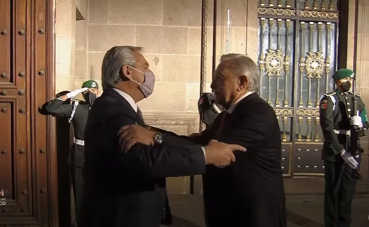 Alberto Fernández, presidente de Argentina, es recibido por AMLO en Palacio Nacional