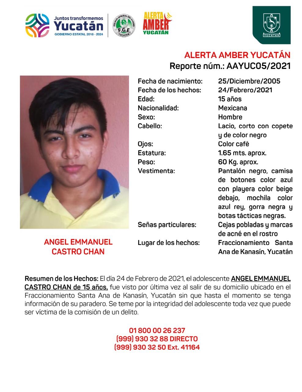 Desaparece joven de 15 años en Kanasín; activan Alerta Amber