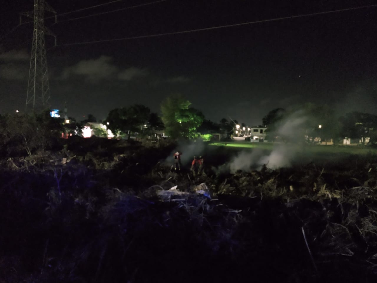 Se incendian toneladas de basura vegetal en la Región 100 de Cancún