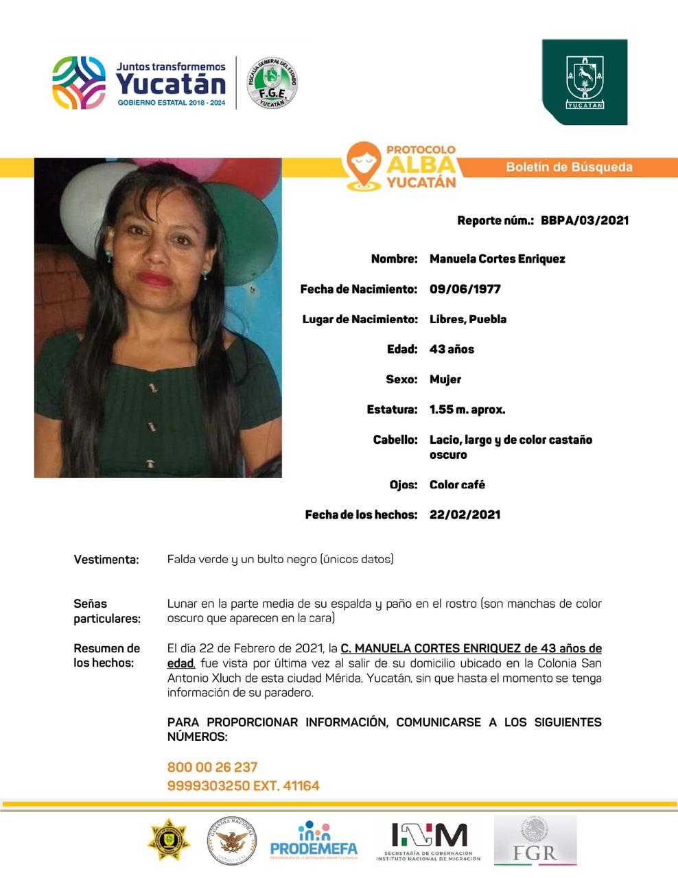 Mujer lleva 16 días desaparecida en Mérida: activan Protocolo Alba