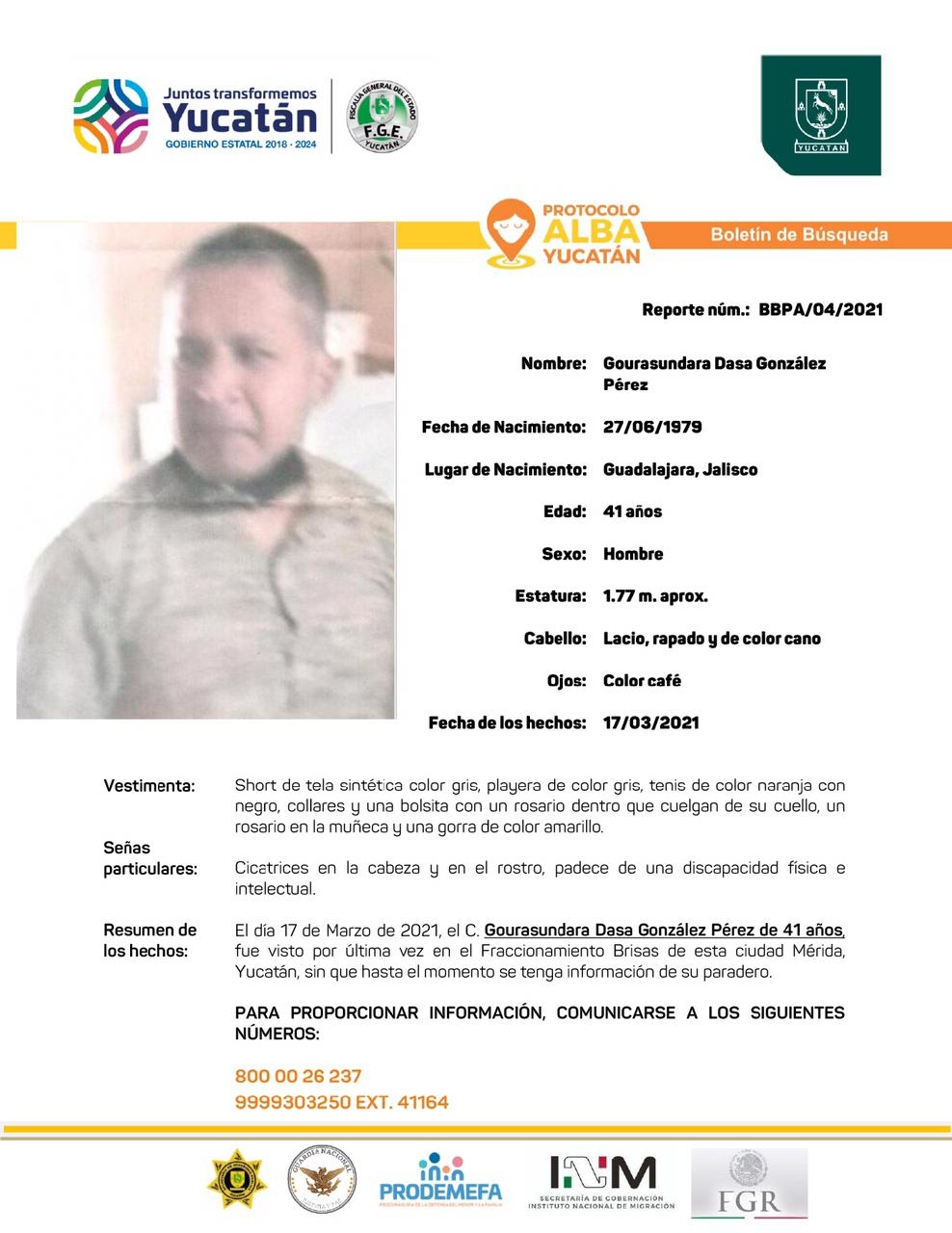 Desaparece un hombre con discapacidad intelectual en Mérida