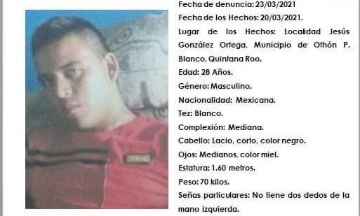 El joven fue visto por última ves en esa misma comunidad el pasado 20 de marzo del año en curso