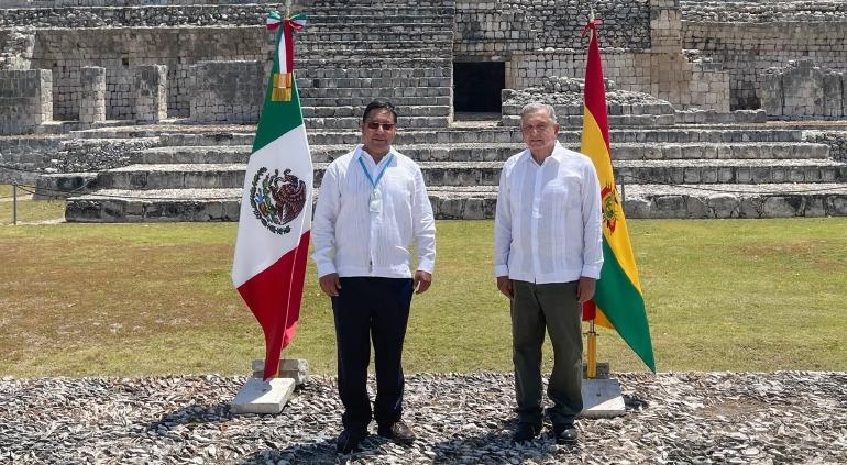 AMLO despide al presidente de Bolivia tras su visita a Campeche