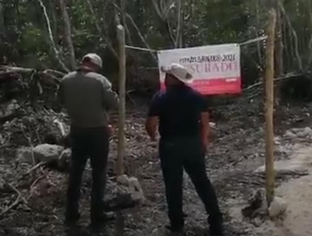 Profepa clausura camino indebido al balneario 'El Chorro' en Chetumal