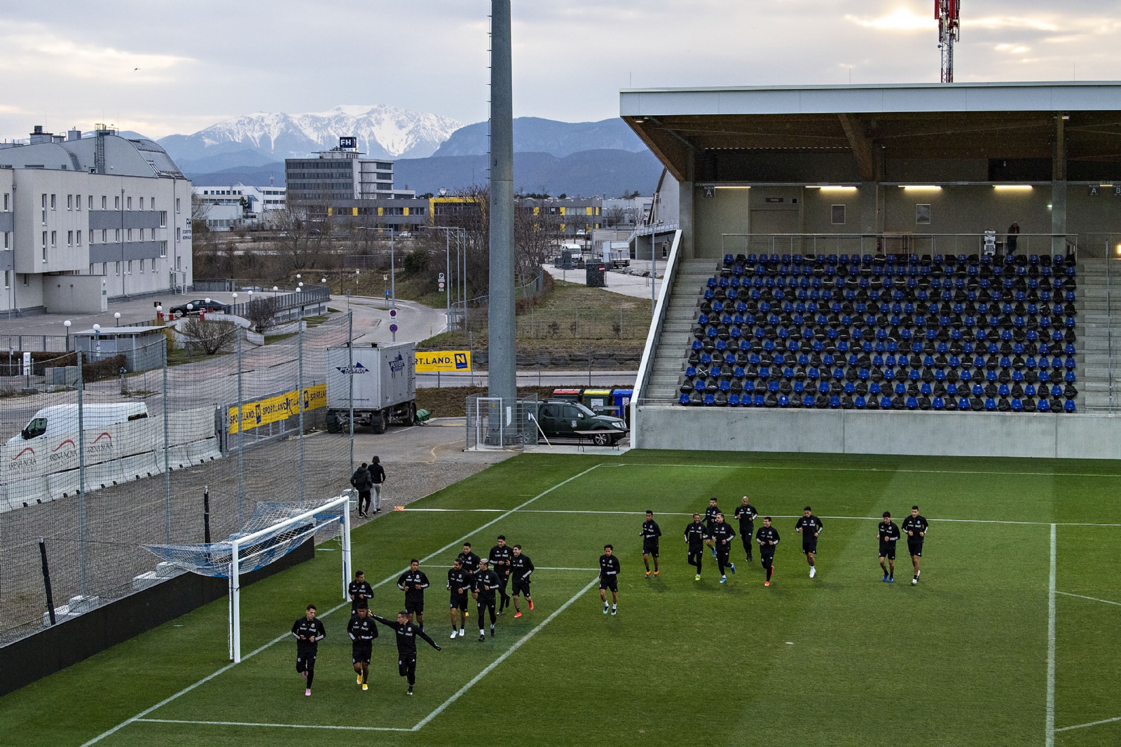 La Selección Nacional durante el entrenamiento previo al partido