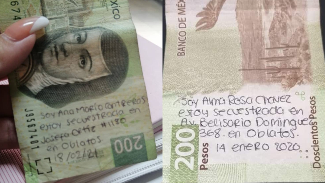 Aparecen billetes con mensaje de auxilio por presunto secuestro en Guadalajara