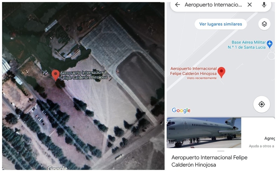 Bautizan al aeropuerto 'Felipe Ángeles' como 'Felipe Calderón' en Google Maps