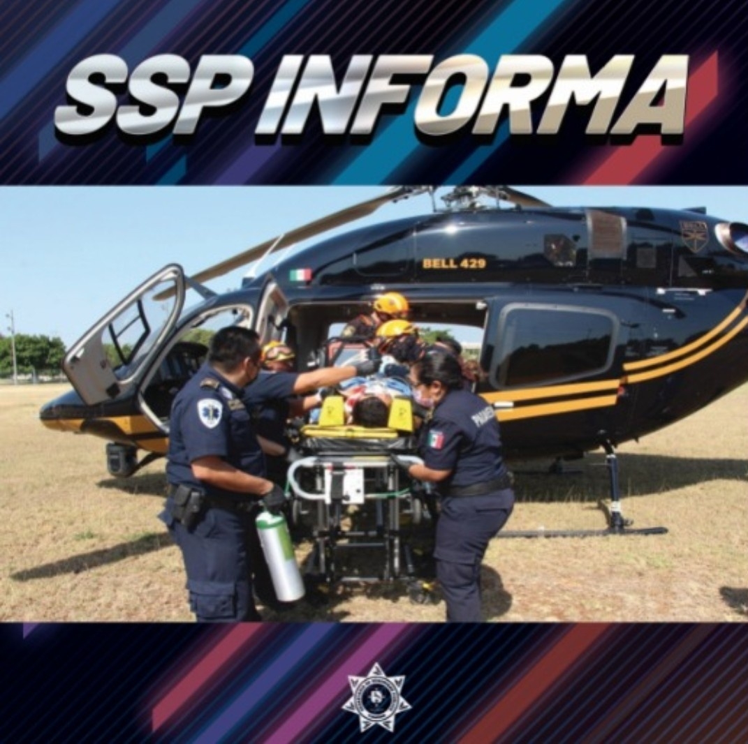 Enfermero herido en Ticul llega a Mérida en helicóptero para atención urgente