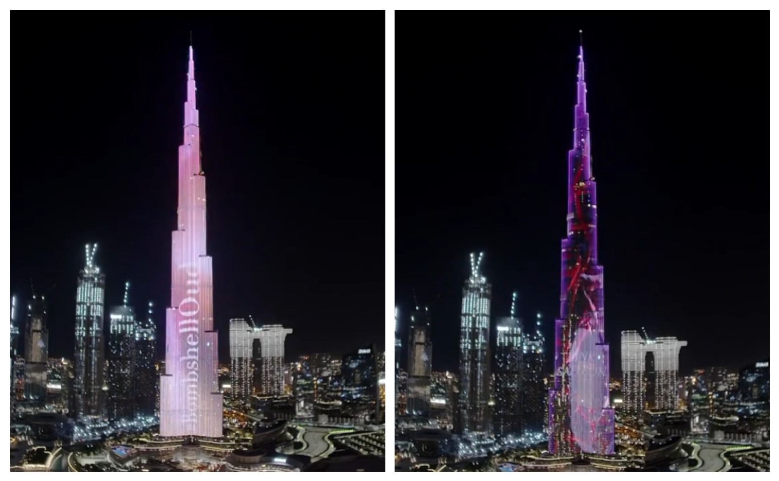 El Burj Khalifa, iluminado por el show de luces