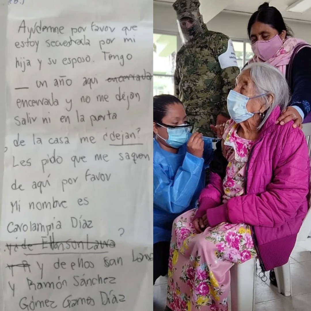 'Ayúdenme por favor, que estoy secuestrada': Abuelita pide ayuda en centro de vacunación