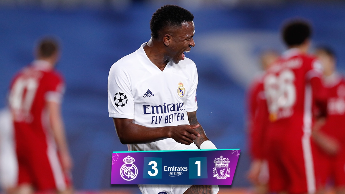Real Madrid venció 3-1 a Liverpool con doblete de Vinicius Jr