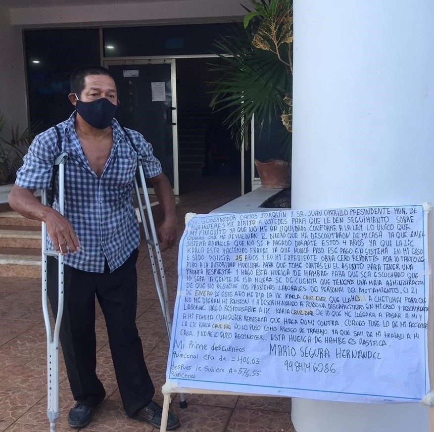 Policía discapacitado denuncia engaño de autoridades en Isla Mujeres