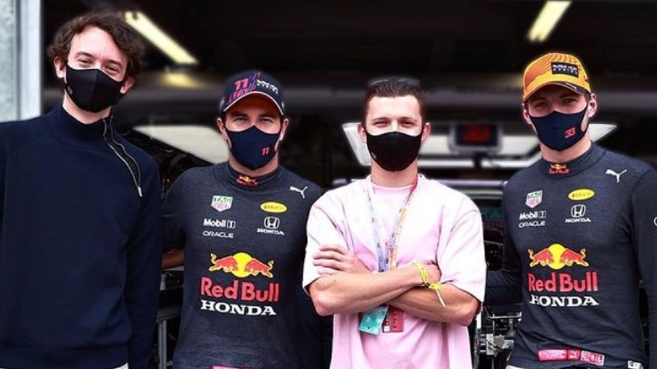 Tras una inesperada visita Tom Holland y Checo Pérez se reúnen en la Fórmula 1