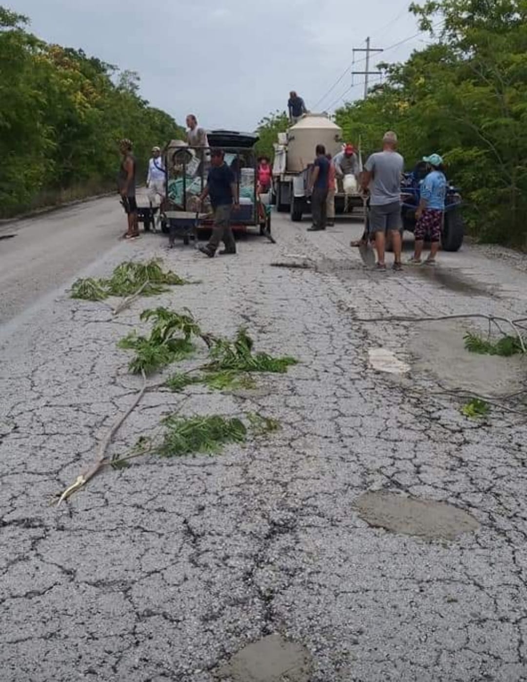 Voluntarios y habitantes de la zona reparan carretera Mahahual-Cafetal