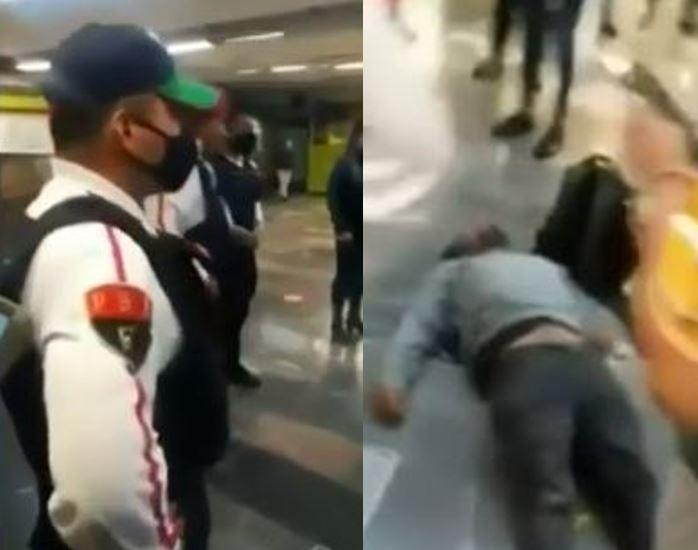 Policía noquea a usuario del Metro CDMX por no usar cubrebocas: VIDEO