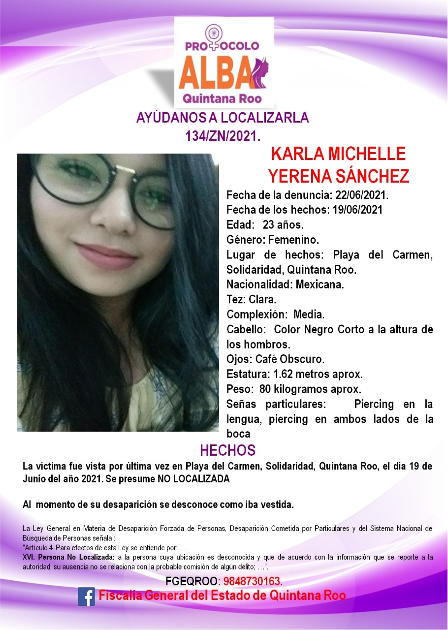 Desaparece mujer de 23 años en Playa del Carmen; Activan Protocolo Alba