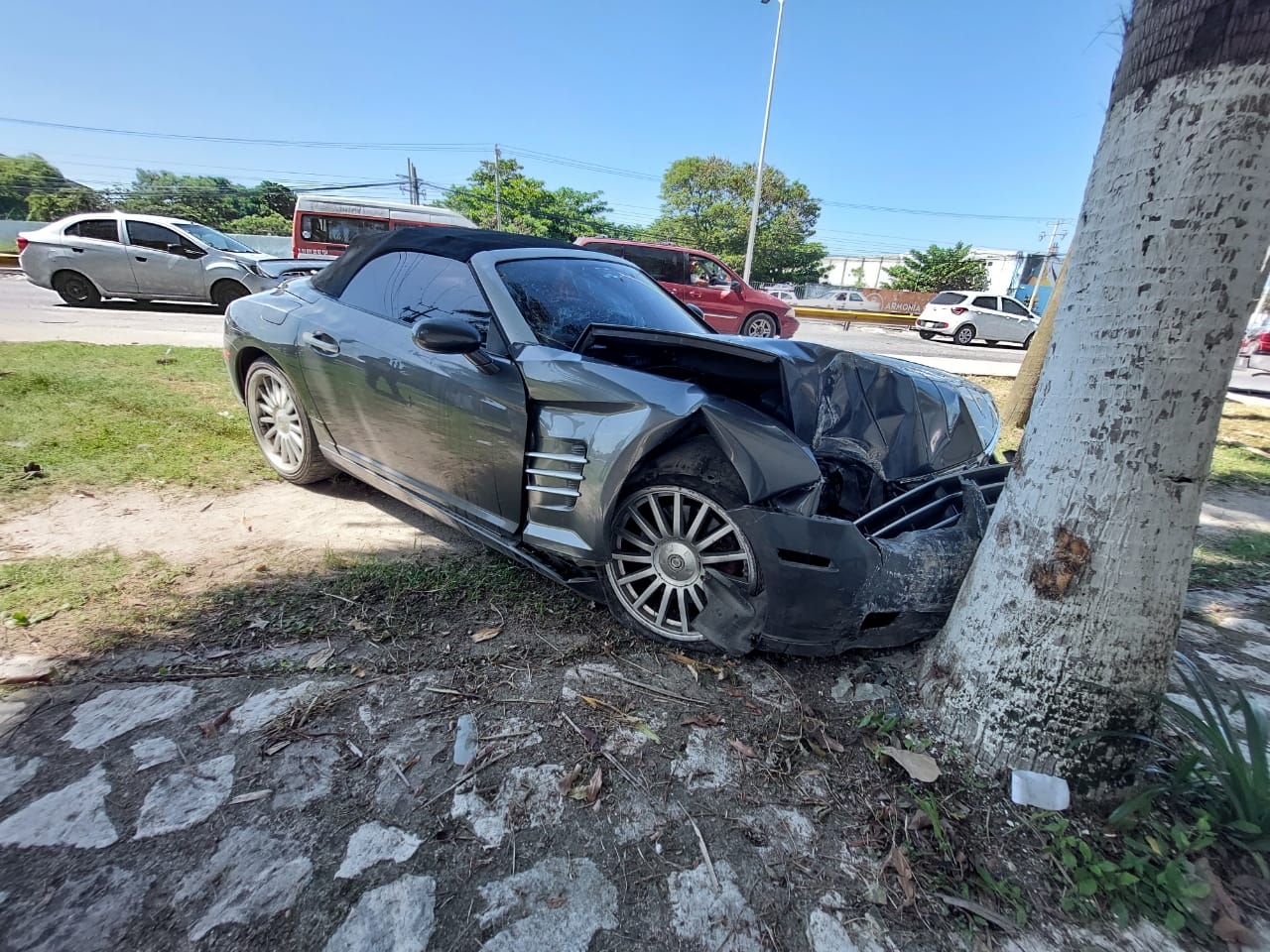 Auto yucateco pierde el control y se impacta contra un árbol en Ciudad del Carmen