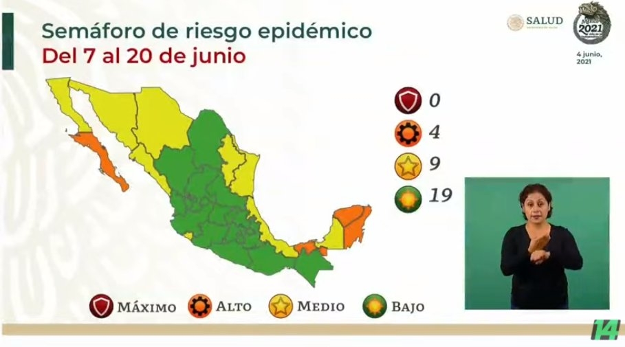 Yucatán, Quintana Roo, Tabasco y BCS, los cuatro estados en semáforo naranja