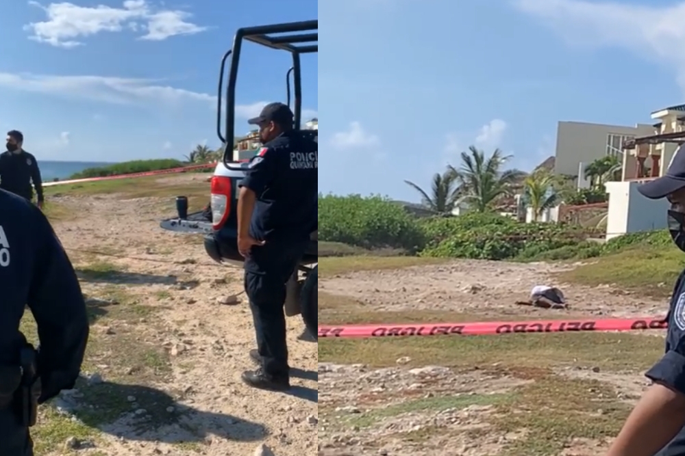 Los elementos policiacos de Isla Mujeres acordonaron el área para evitar contaminación de la zona del halazgo del cuerpo