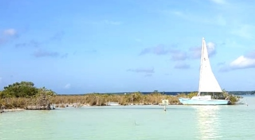 Exhiben a velero que ancló en zona restringida de Isla Pájaros en Bacalar