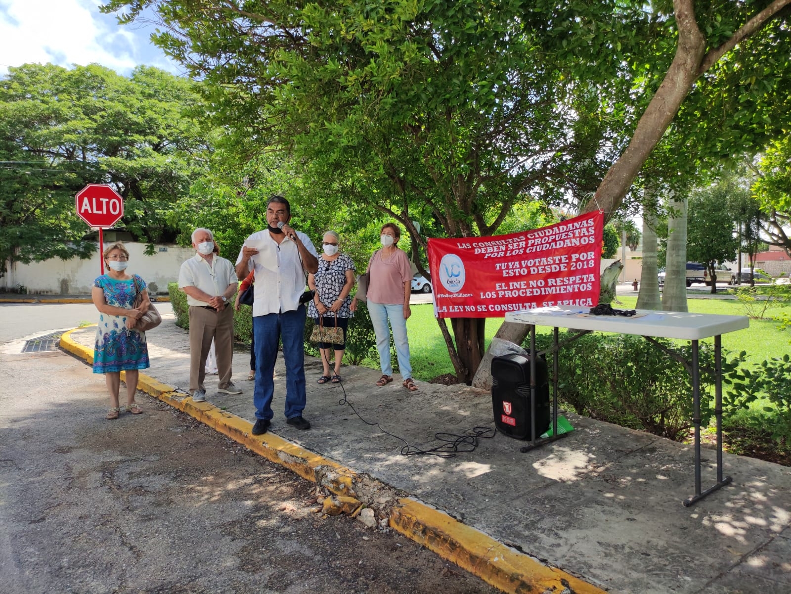 Agrupación se manifiesta contra Consulta Popular 2021 en Mérida, Yucatán