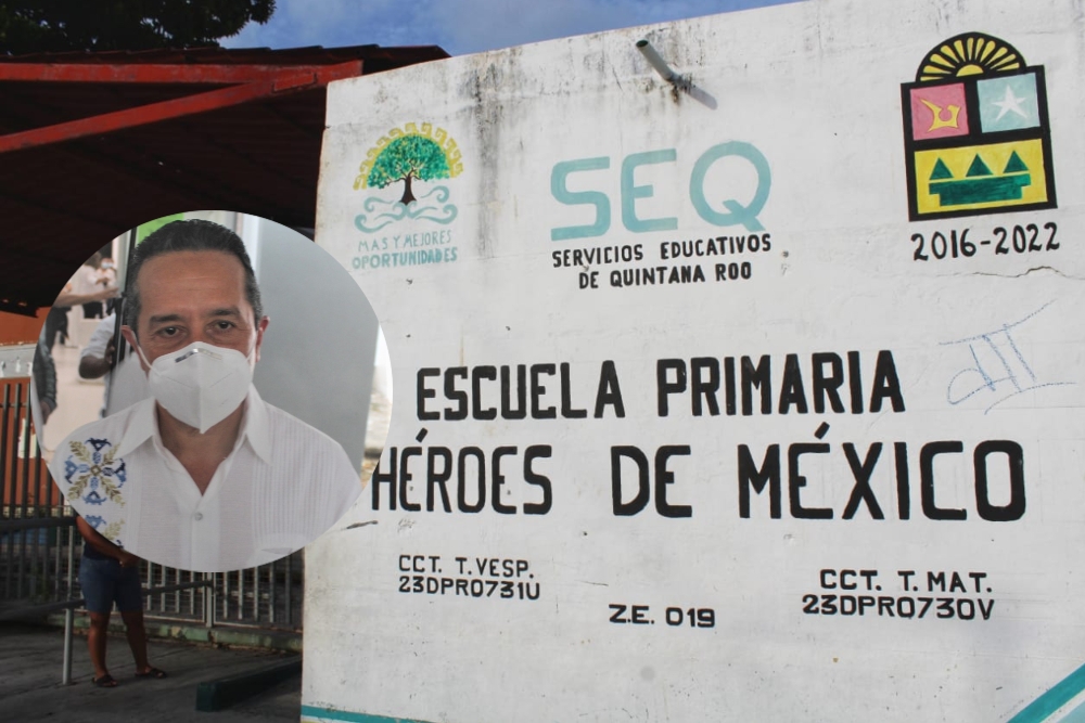 Cuídense mucho, dice Carlos Joaquín a los estudiantes, con escuelas inhabilitadas