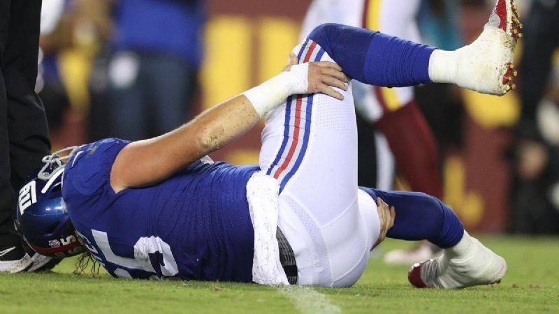 Terrible fractura de Nick Gates en el Giants vs Washington