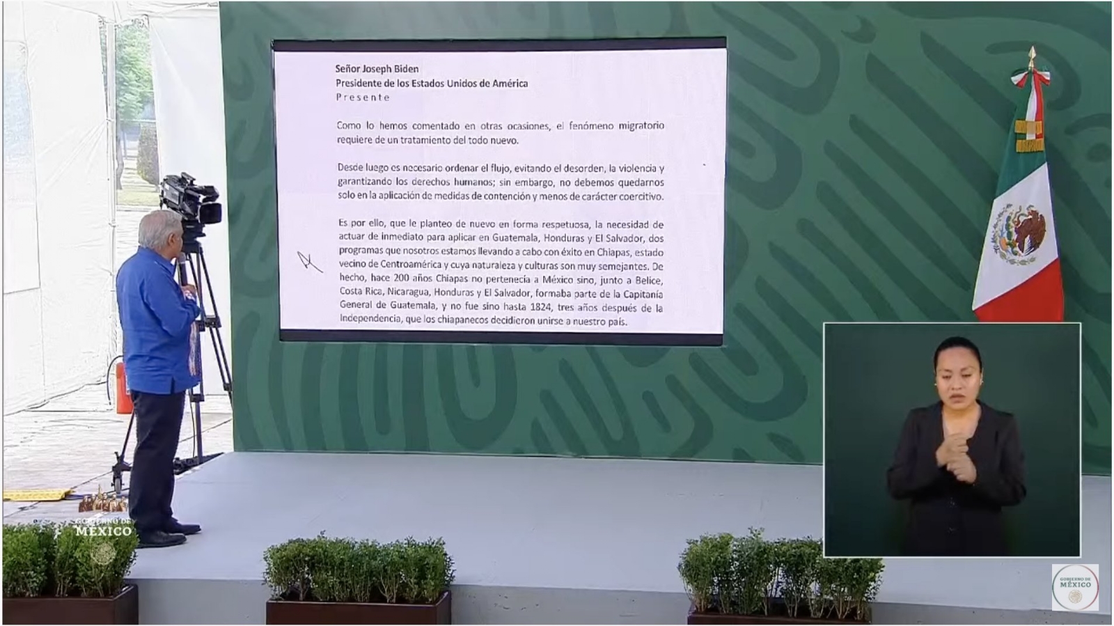 AMLO lee la carta que envió a Joe Biden sobre migración