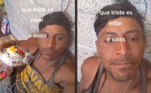 Albañil llora al festejar su cumpleaños solo y se vuelve viral en TikTok: VIDEO