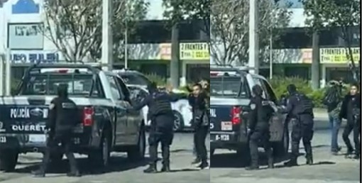 El sujeto armado arremetió varias veces contra los policías. Foto: Captura de Pantalla