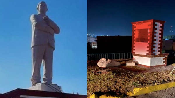 El morenista, Roberto Téllez Monroy, develó la estatua del presidente de México tres días antes de terminar su mandato