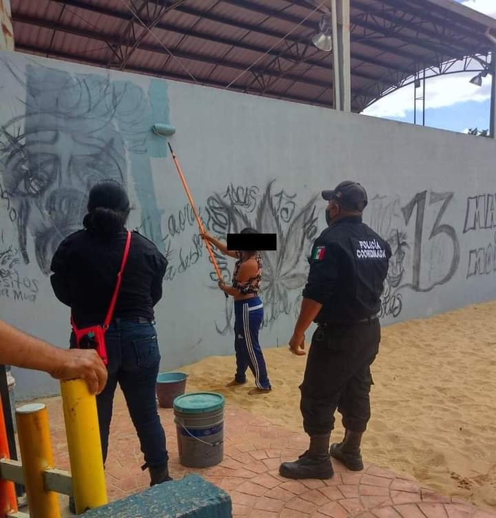 Los oficiales recibieron un llamado de los lugareños, quienes señalaron que una mujer se encontraba haciendo de las suyas dañando paredes públicas