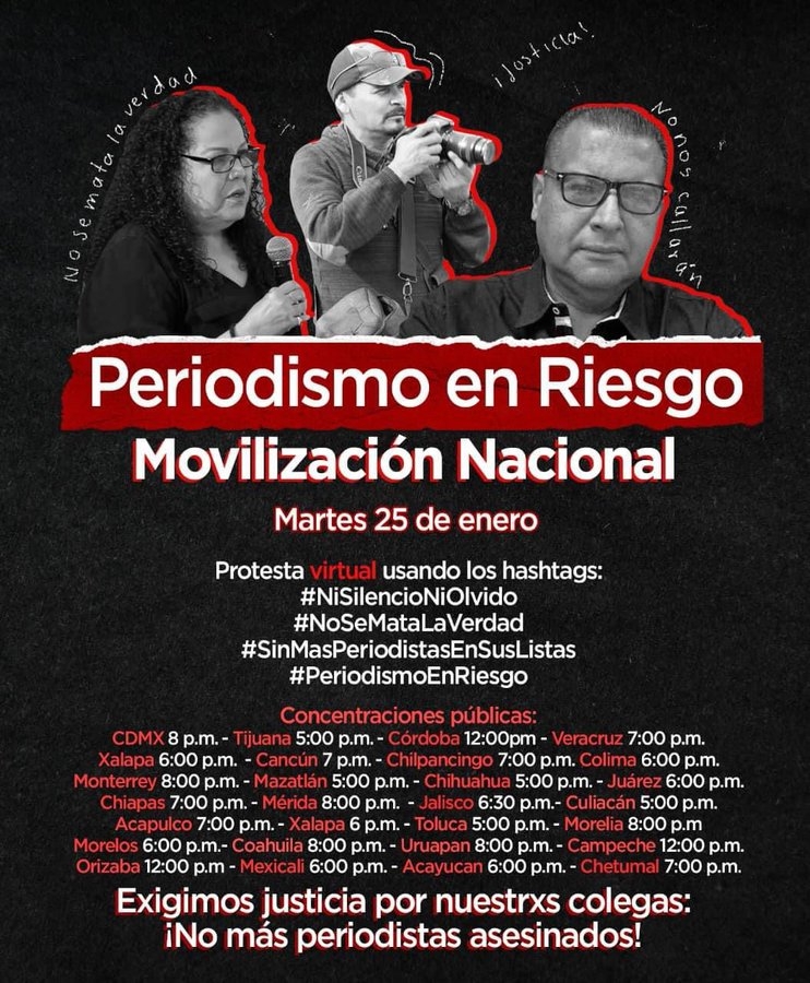 “Periodismo en Riesgo”, convocan a marcha nacional tras asesinato de comunicadores