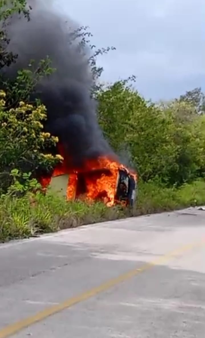 El conductor logró salir de la camioneta minutos antes de que iniciara el incendio