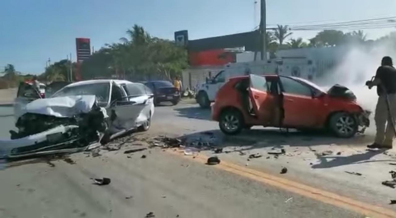 Choque de autos deja tres lesionados sobre la carretera Costera del Golfo en Ciudad del Carmen