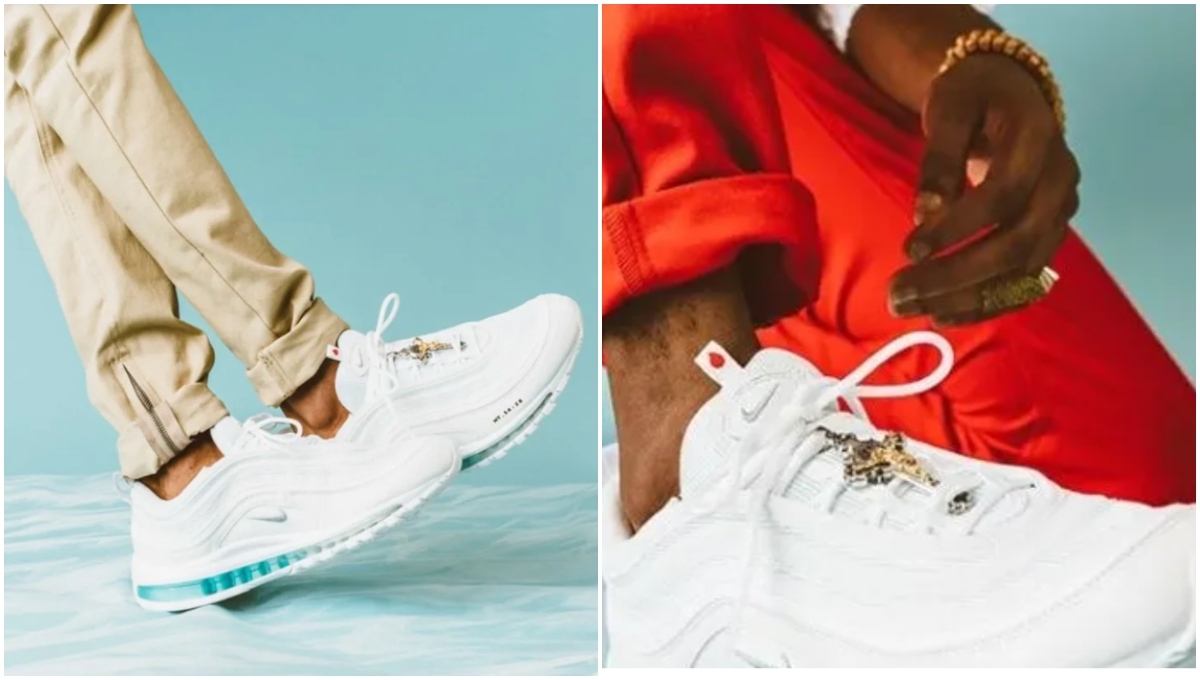 
Nike lanzó al mercado los Jesus Shoes, modelo Air Max 97, que tienen una cápsula de agua bendita y con crucifijo con el lema “el gran hombre” en la parte superior