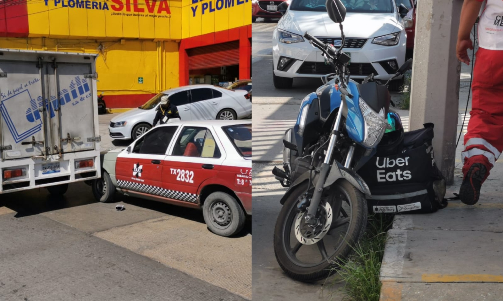 Accidentes en Ciudad del Carmen: Repartidor de Uber derrapa con su moto