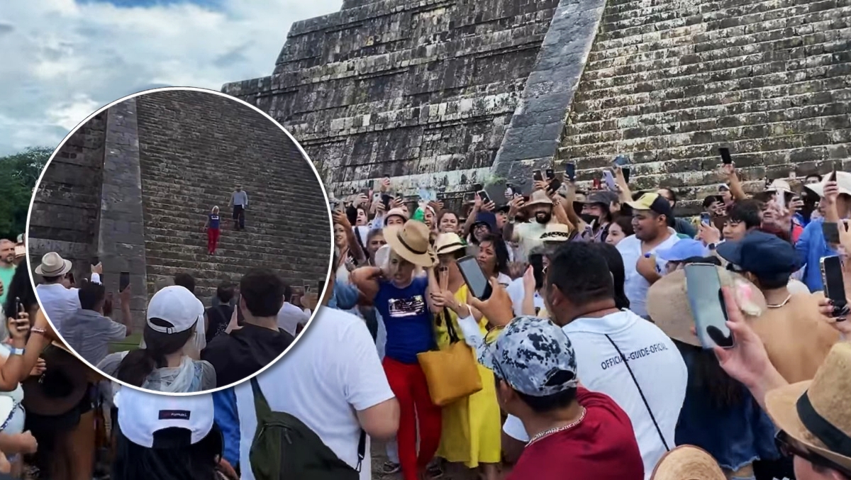 Así fue como Lady Chichén Itzá burló a la seguridad del INAH para subir al Castillo: VIDEO