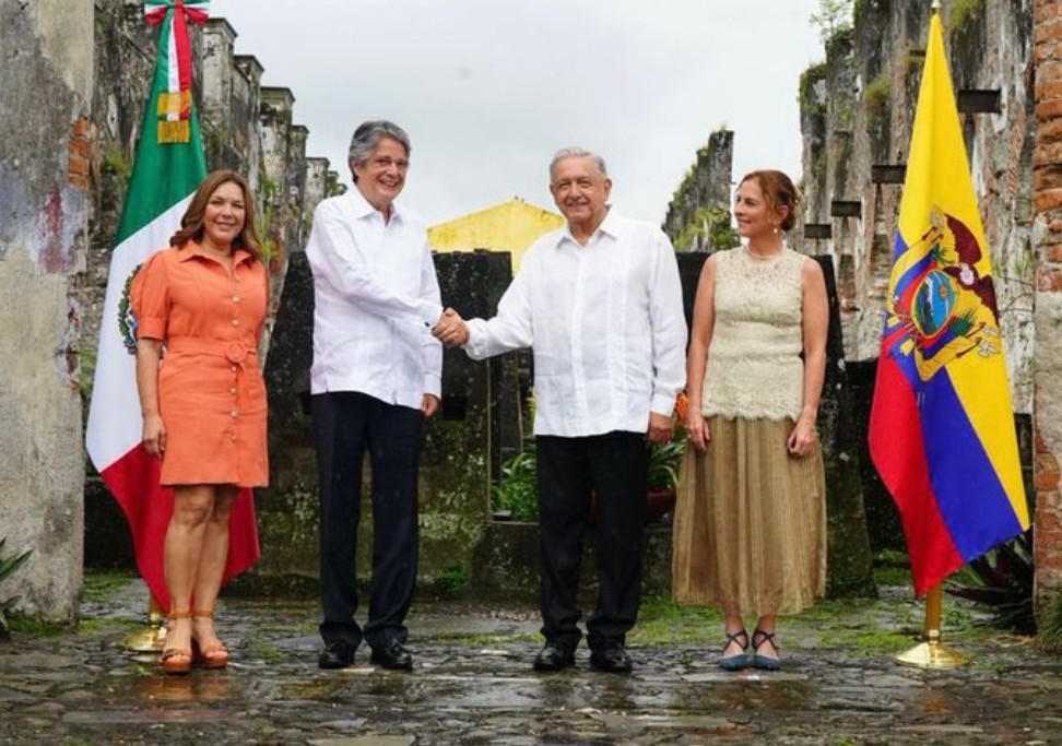 AMLO recibe al presidente de Ecuador, Guillermo Lasso Mendoza, en Palacio Nacional