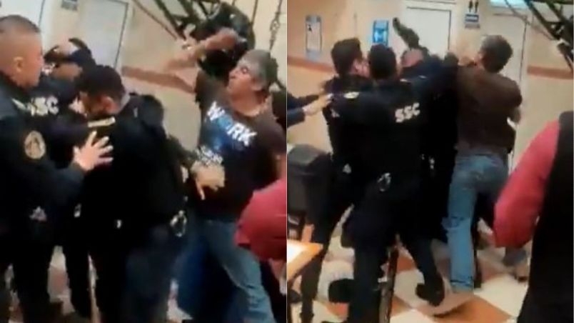 Graban a policías peleando con clientes en una taquería de la CDMX; hubo puñetazos y patadas