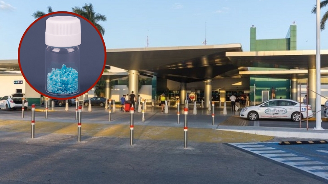 Interceptan en el aeropuerto de Mérida cargamento de metanfetamina; venían en correo exprés