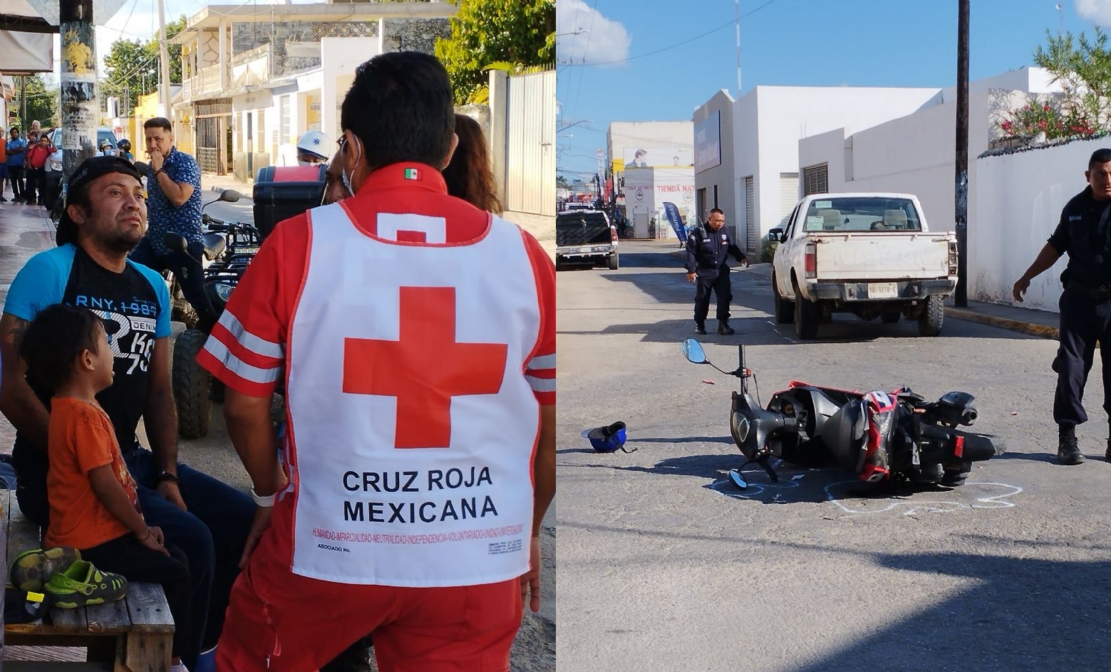 Motocicleta choca contra una camioneta en Tizimín; hay un niño lesionado