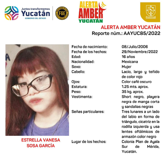 Desaparece joven de 16 años en Mérida, Yucatán: FGE activa Alerta Amber