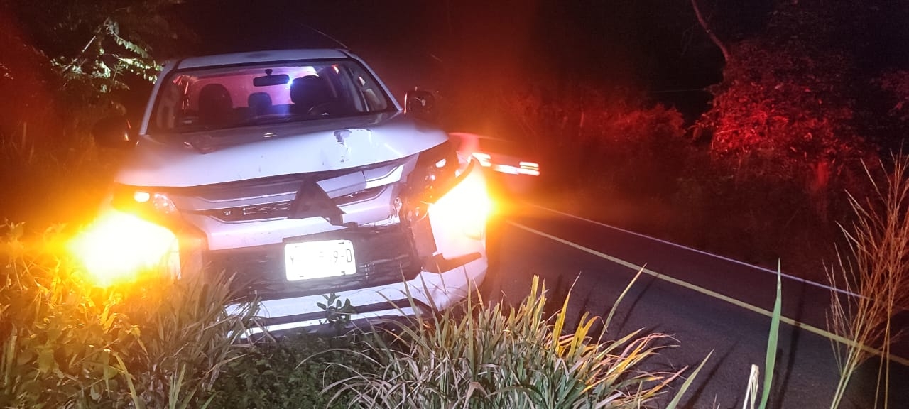 Camioneta impacta con una res y se sale de la carretera en el tramo Tizimín-Loché 