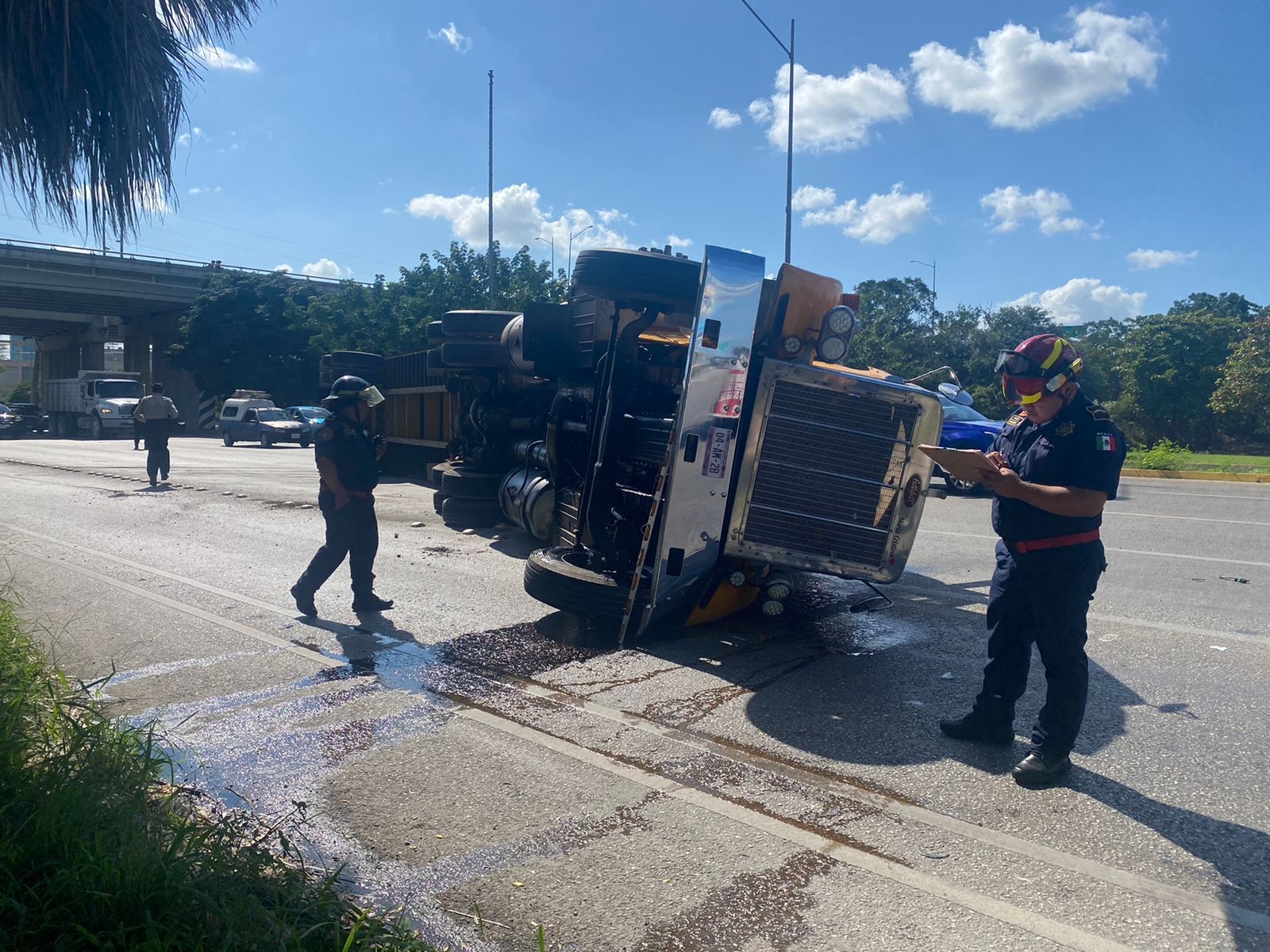 Vuelca tráiler en la vía Mérida-Progreso: EN VIVO