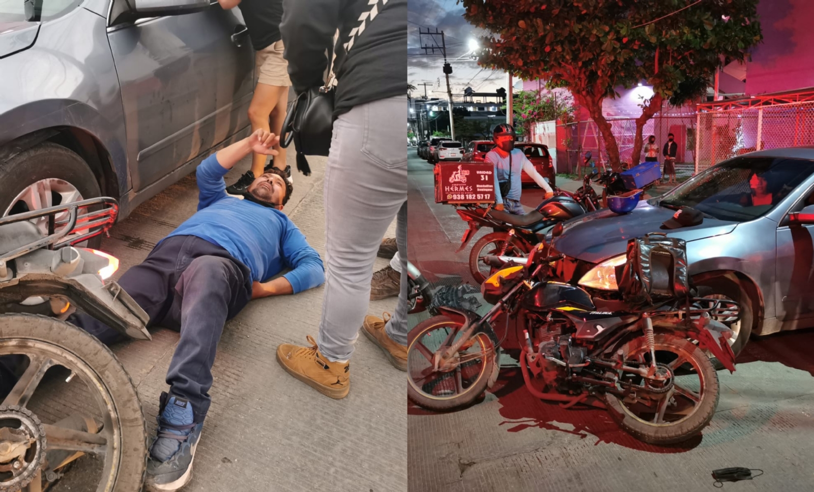 El motociclista fue trasladado a una clínica por las múltiples lesiones que sufrió