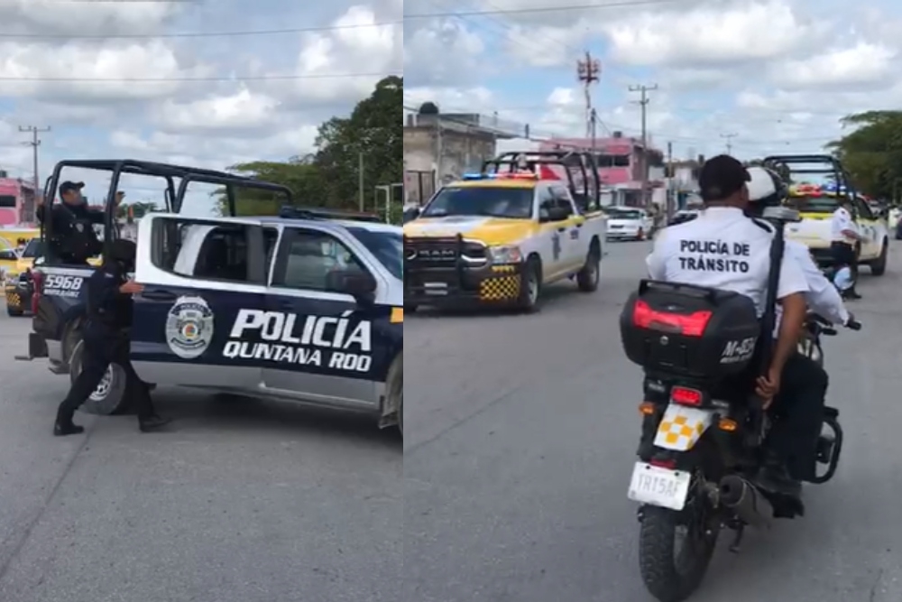 Policía Quintana Roo y de Tránsito participaron en la búsqueda del agresor de un oficial en Cancún