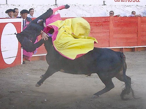 El matador fue revolcado y corneado en par de ocasiones por el astado de la ganadería de San Pablo