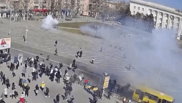 Uno de los manifestantes fue herido en la pierna. Foto: Captura de pantalla